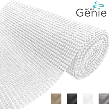 HOME GENIE Original PVC Drawer and Shelf Liner, Non Adhesive Roll, 12 Inch x 20 FT, Durable and Strong, Grip Liners for Drawers, Shelves, Cabinets, Pantry, Storage, Kitchen and Desks, Pure White