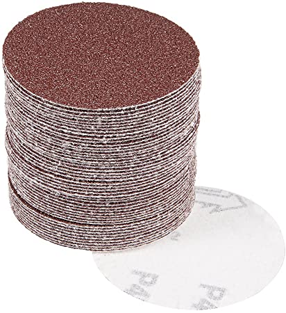 uxcell 50Pcs 3 Inch Hook and Loop Sanding Disc 40 Grits Flocking Sandpaper for Random Orbit Sander Brown