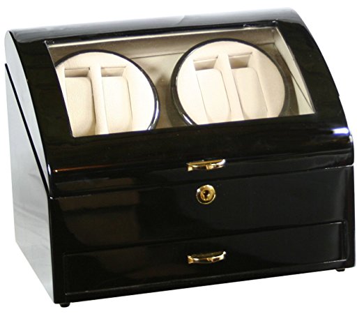 Top Quality Wooden Quad Watch Winder Box Case with a Storage Drawer ww412