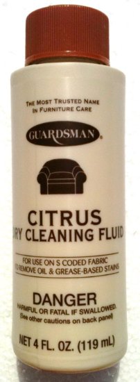 1 X Citrus GUARDSMAN Fabric Carpet and Upolstery DRY CLEANING Fluid OIL and GREASE STAIN REMOVER 4 oz