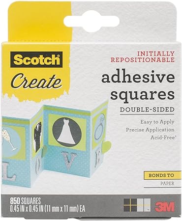 Scotch Adhesive Squares, 009-850-ESF, 0.45" x 0.45", 850 Squares , White