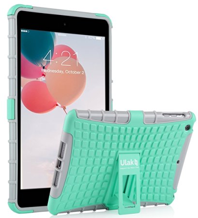 iPad Mini Case,Apple iPad Mini 2 Case, iPad Mini 3 Case,ULAK Hybrid Case with Built-in KickStand for iPad Mini 1/2/3 (7.9-inch)(Mint/Gray)