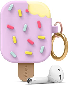 elago Ice Cream AirPods Case with Keychain Designed for Apple AirPods 1 & 2 [US Patent Registered] (Blueberry)