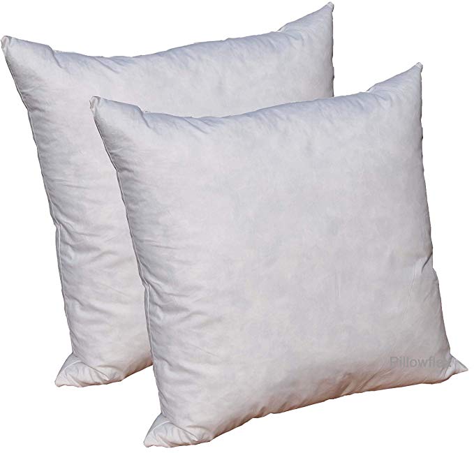 Pillowflex 95% Feather by 5% Down Pillow Form Insert Stuffers for Throw sham Covers and Cushions (Set of 2 20 Inch by 20 Inch)