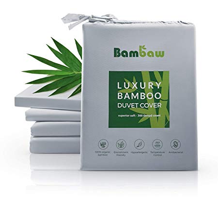 Bambaw Bamboo Duvet Cover | Superior Soft European King Duvet Cover| Bamboo Luxury Duvet Cover| Anti Allergy Duvet Cover |Pure bamboo Lyocell Duvet Cover | bamboo bedding | Grey - 240x200