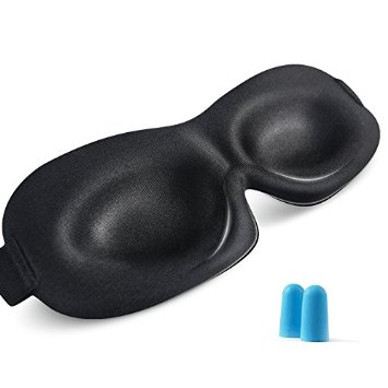 Molliccer Memory Foam Invisible Nosewing Design Contoured Sleep Mask - - Includes Cloth Carry Pouch and Ear Plugs -For Travel, Shift Work & Meditation Relaxation