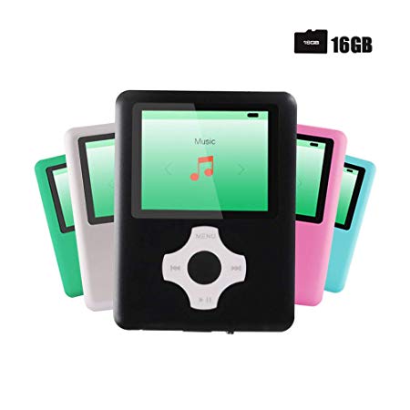 Ultrave MP3/MP4 Player with 16G SD Card, Portable Lossless Sound Player, Rechargeable MP3 Player, Also Support Ebook, Image, 1.8 inches LCD Screen MP3 Music Player - Black