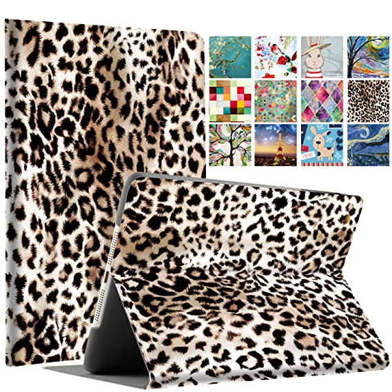 DuraSafe Cases for Latest iPad 10.2" 8/7 Generation A2270 A2428 A2429 A2197 A2198 A2200 Printed Folio Smart Cover with Protective Sleek & Classic Design - Leopard