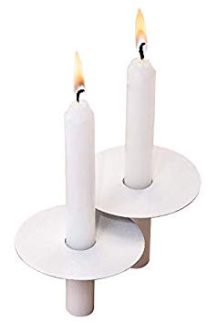 Exquizite 256 Church Candles with Drip Protectors for Christmas Eve Candlelight Service, Easter Service, Vigil Service and Devotional Service, Unscented White 5" H X 1/2 D, No Smoke