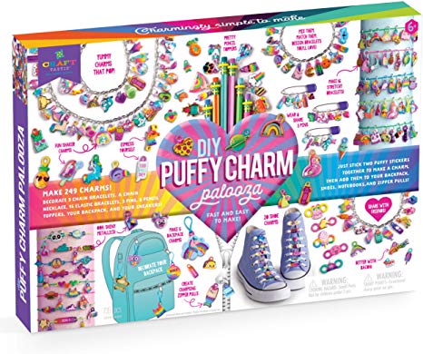 Craft-tastic – Puffy Charm Palooza Craft Kit – Makes 249 Charms! – Decorate Bracelets, a Necklace, Pins, Pencil Toppers, and More!