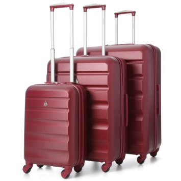 Aerolite ABS Hard Shell 4 Wheel Spinner Luggage Suitcase Travel Trolley Cases (Wine, 21" Cabin   25"   29", 3 Piece Set)