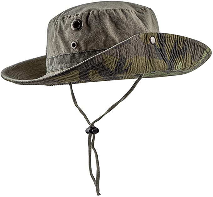 HH HOFNEN Fishing Sun Boonie Hat Wide Brim Breathable Washed Cotton Outdoor Hunting Safari Bucket Hat for Men Women