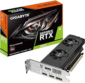 GIGABYTE GeForce RTX 3050 OC Low Profile 6G Graphics Card, 2X WINDFORCE Fans, 6GB GDDR6 96-bit GDDR6, GV-N3050OC-6GL Video Card