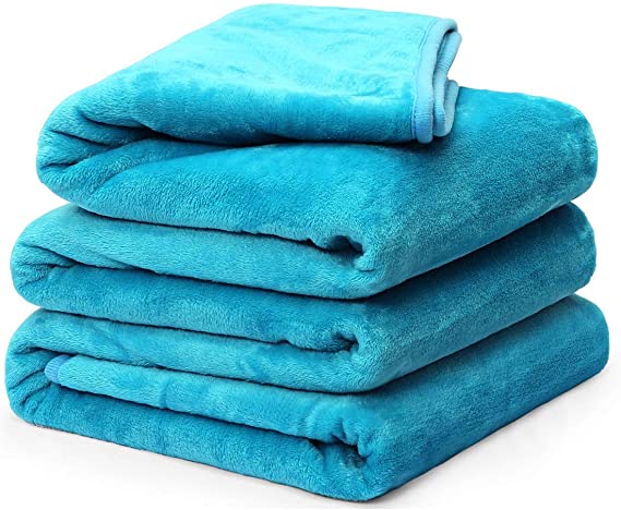 Fleece Blanket Queen King Twin Throw Size Soft Summer Cooling Breathable Luxury Plush Travel Camping Blankets Lightweight for Sofa Couch Bed (Turquoise, Twin (66" x 90"))