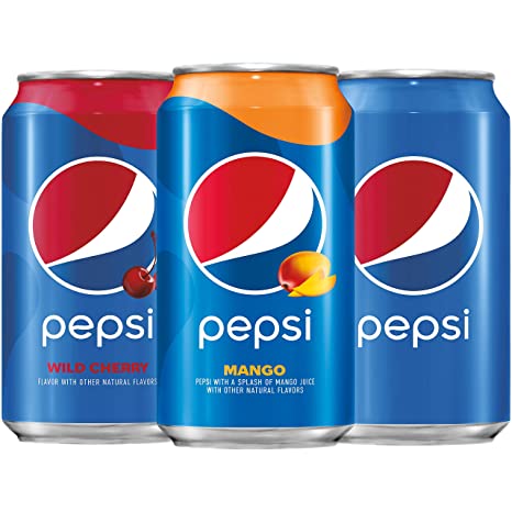 Pepsi Flavors Variety Pack, Wild Cherry, Mango, Original, 12 fl oz. Cans, (18 Pack)