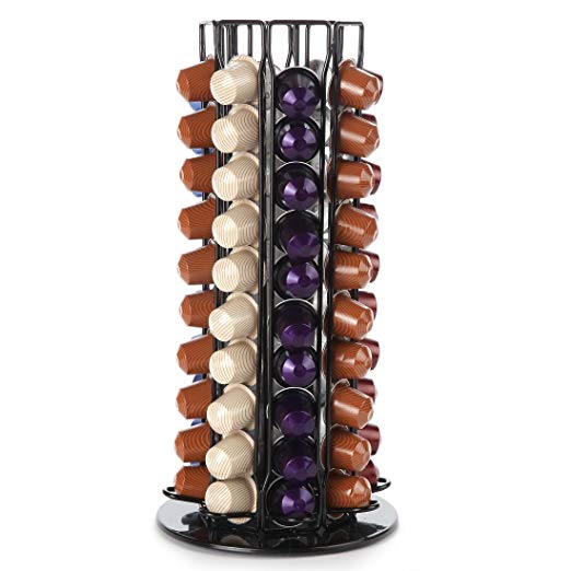 Nespresso Coffee Capsules Holder Carousel. Holds 80 Nespresso Pods - Black (Coffee pods are not included)