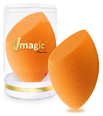 VMAGIC Premium Pro Makeup Sponges Beauty Sponge Blender Foundation Sponge for Applicator, Foundation and Highlighter (Flat Edge Olive - Orange)
