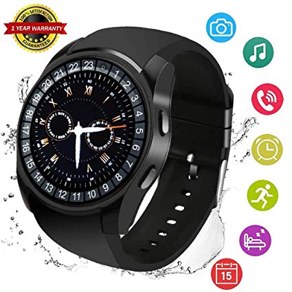 Smart Watch Bluetooth Smart Wrist Watch Smartwatch Phone Fitness Tracker SIM SD Card Slot Camera Pedometer Compatible with iPhone iOS Android Samsung S9 S8 S7 Edge S6 Edge Note 8 LG for Women Men Kids