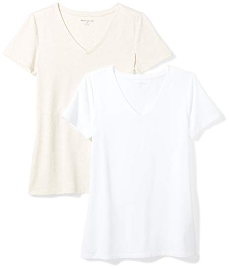 Amazon Essentials Women's 2-Pack Classic-Fit Short-Sleeve V-Neck T-Shirt
