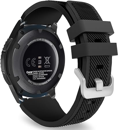 MoKo Armband Kompatibel mit Samsung Galaxy Watch 3 45mm/Galaxy Watch 46mm/Gear S3 Frontier/Classic/Huawei Watch GT2 Pro/GT/GT2 46mm, 22mm Silikon Ersatzarmband, Schwarz