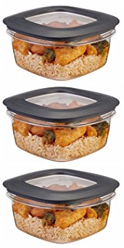 Rubbermaid Premier Food Storage Container, 5 Cup, Grey (3 Pack)