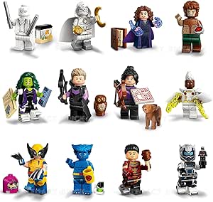 LEGO Marvel Series 2 Minifigure: Complete Set of 12 Minifigures: Beast Wolverine Moon Knight Hawkeye - Includes Calendar Man Capes - Superheroes 71039