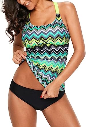 Dokotoo Womens 2023 Summer Striped Print Racerback Tankini Swim Top No Bottom (S-XXXL)