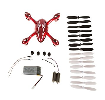 Hubsan Crash Pack for X4 H107C Quadcopter, Includes Body Shell, 8x Pair Propellers, Flight Battery, 4x Rubber Feet, 2x Motors, Red/White