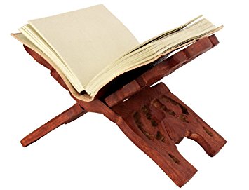Fathers Day Gifts Wooden Religious Book Holder Reading Book Rest Foldable Stand with Intricate Hand Carvings