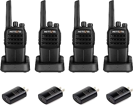 Retevis RT40B Commercial 2 Way Radios for Adults,Lightweight Walkie Talkies Rechargeable,VOX Handsfree Emergency Alarm USB Charging Base,Portable Two Way Radios for Family Hunting Skiing Gifts(4 Pack)