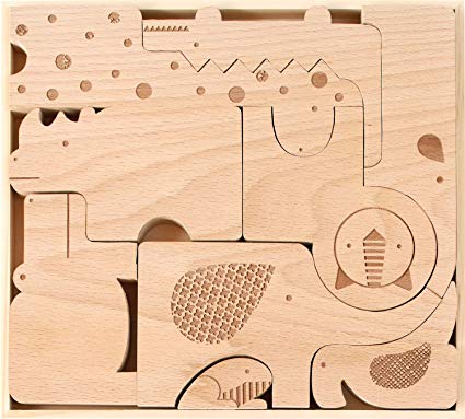 Petit Collage Wooden Puzzle Plus Play, Safari Jumble