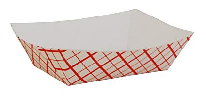 Southern Champion Tray 0409 #50 Southland Red Check Paperboard Food Tray / Boat / Bowl, 1/2-lb. Capacity (Case of 1000)