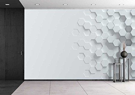 wall26 - Hexagonal Abstract 3d Background - Removable Wall Mural | Self-adhesive Large Wallpaper - 100x144 inches