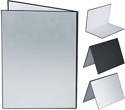 TARION Photography Cardboard Folding Reflector Paper Board with Black Silver White Colors Background Photography Backdrops A3(11.7×16.5 inches)