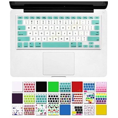 DHZ® Keyboard Cover Silicone Skin for MacBook Pro 13" 15" 17" (with or w/out Retina Display) iMac Apple Wireless Keyboard and MacBook Air 13" (Robin's Egg Blue/White)