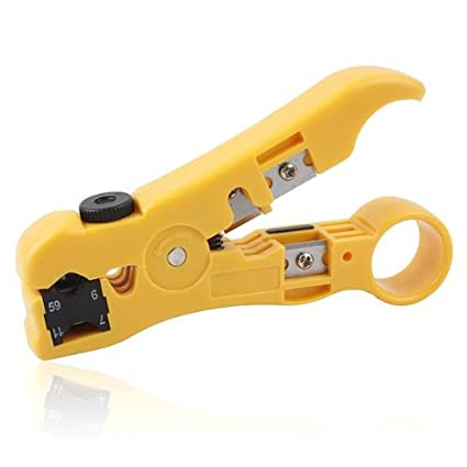 BlueCosto Wire Stripper Cutter for Round/Flat UTP Cat5 Cat6 Coax Coaxial Cable Stripping Universal Tool