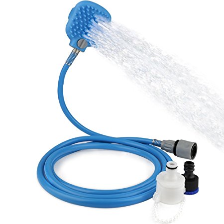 Pet Bathing Tool, Snaplando pet Shower Sprayer and Scrubber Brush Grooming for Dogs and Cats Massage with 7.5 Foot Hose and 3 Hose Adapters