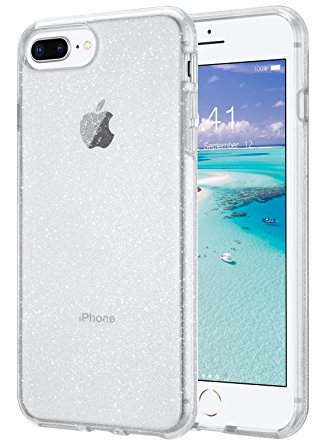 iPhone 8 Plus Clear Glitter Case, iPhone 7 Plus Case, ULAK Apple iPhone 7/8 Plus Crystal Clear Shock Absorption Technology Bumper TPU Cover Case for iPhone 7 Plus /iPhone 8 Plus (2017) - Clear Glitter