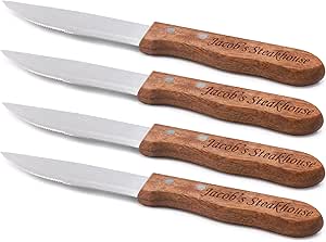 My Personal Memories Custom Monogrammed Wood Steak Knives - Couples Housewarming Gift - Engraved and Personalized (4)