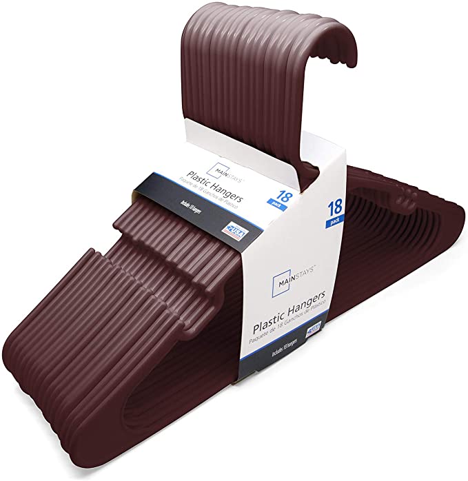 Mainstay 18-Pack Metropolis Burgundy Plastic Hangers