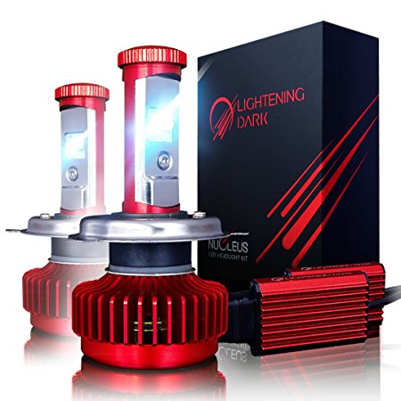 LIGHTENING DARK H4 (9003 Hi/Low) LED Headlight Bulbs Conversion Kit, CREE XPL 6K Cool White,7200 Lumen - 3 Yr Warranty