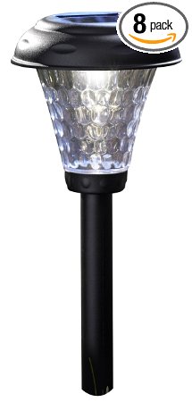 Moonrays 91381 Payton Solar LED Plastic Path Light 2X-Brighter 8-Pack Black