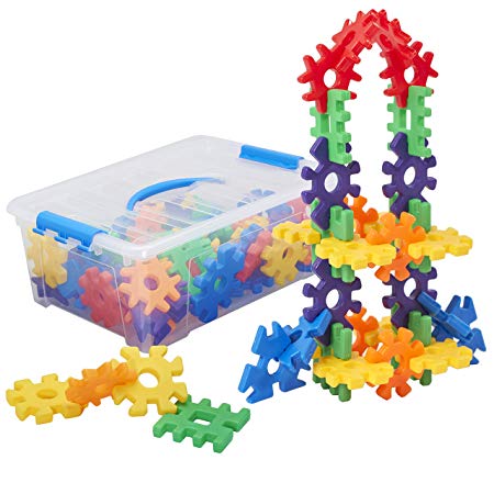 ECR4Kids 3D Building Block STEAM Manipulatives Building Block Set, Interlocking Educational Sensory Learning Toys for Children with Storage Container (84-Piece Set)