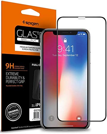 Spigen Full Coverage Tempered Glass Screen Protector for Apple iPhone Xs (2018) / iPhone X (2017) - Black 063GL25234