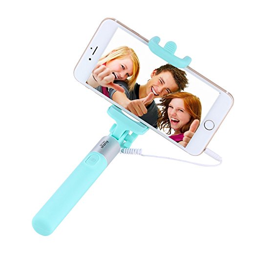 Selfie Stick Extendable Monopod Phone Holder Compatible With iPhone 7s 7 6s 6s Plus 6 5 5c and Other Android Cell Phones (Green)