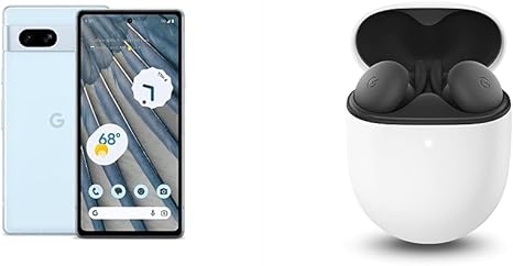 Google Pixel 7a - Unlocked Android Cell Phone - Smartphone with Wide Angle Lens - 128 GB -  Sea with Pixel Buds A-Series - Wireless Earbuds - Headphones with Bluetooth - Charcoal