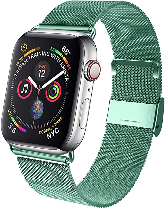 GBPOOT Band Compatible with Apple Watch Band 38mm 40mm 42mm 44mm, Wristband Loop Replacement Band for Iwatch Series 6/SE/5/4/3/2/1,Pine Green,42mm/44mm