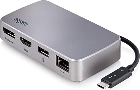 Elgato Thunderbolt 3 Mini Dock with Built-in Thunderbolt Cable, 40 Gb/s, Dual 4K Support, USB 3.1 Gen 1, Gigabit Ethernet