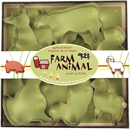 Fox Run Farm Animal Cookie Cutters, 1 x 3.5 x 3.5 inches, Metallic