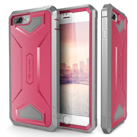 iPhone 7 Plus Case, iVAPO [Armor Series] Apple iPhone 7 Plus Cases Impact Resistant Full-body Protection Phone Case with Built-in Screen Protector Dual Layer Design [Pink/Gray]